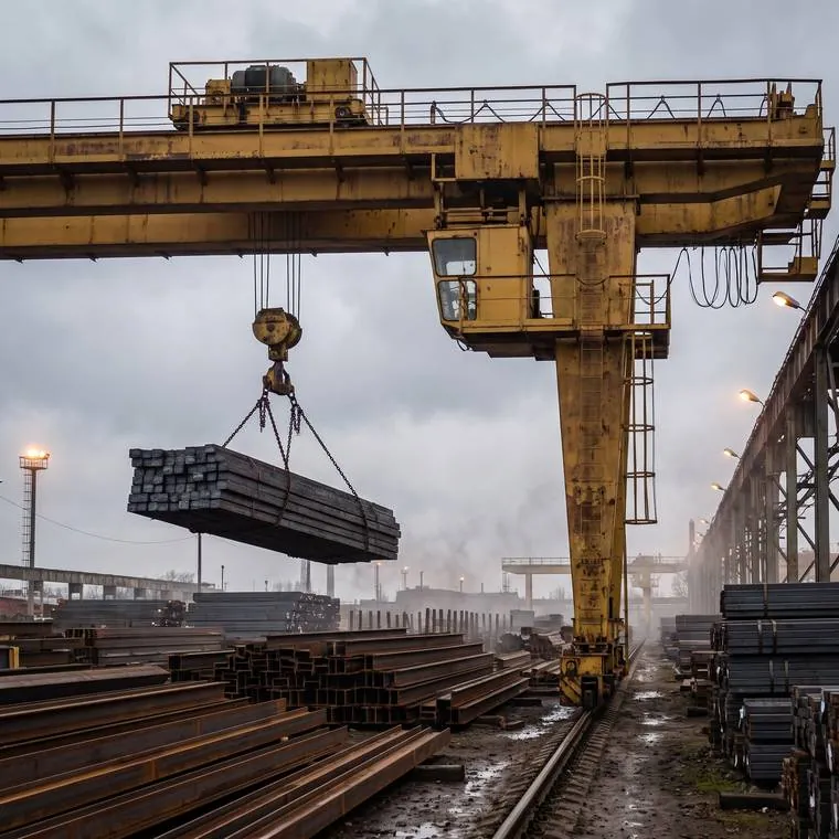 Gantry crane in a steel stockyard
