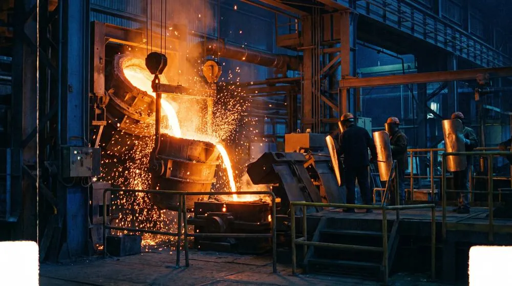 Molten steel tapped from a furnace into a ladle