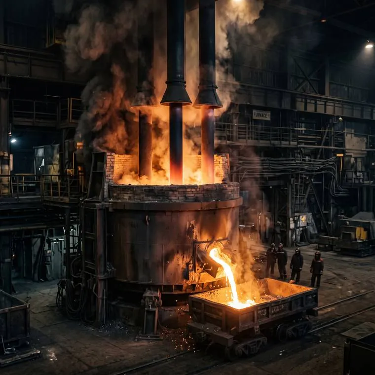 Submerged arc furnace tapping molten alloy